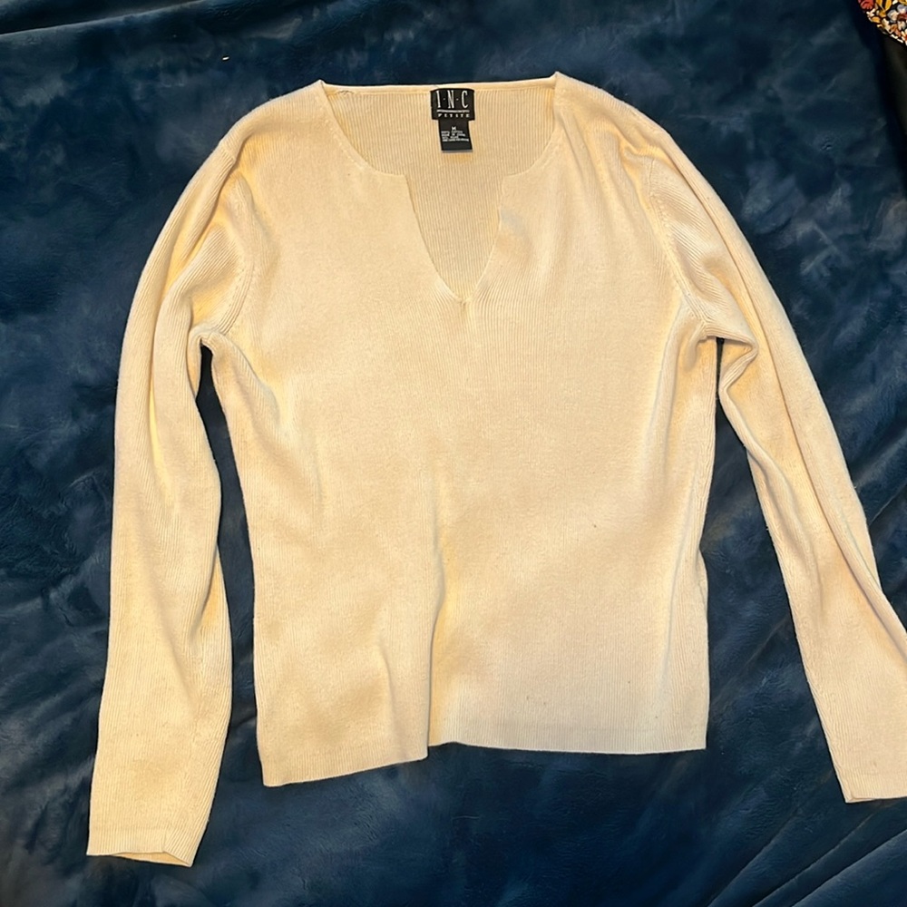 INC long sleeve shirt. Petite size medium. Cream colored.